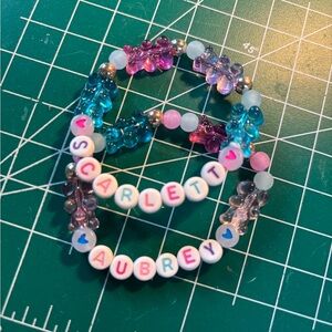 Pink and Blue Beaded Jewelry Bracelets with Letter Beads